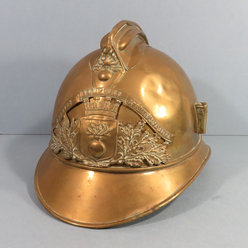 CASQUE DES SAPEURS-POMPIERS DE LA VILLE DE GERMINY L'EVEQUE MODELE 1885 1895 COMPLET AVEC SON INTERIEUR